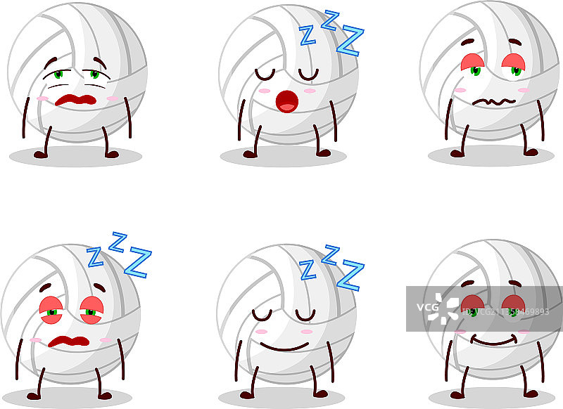 困倦的白色排球卡通人物图片素材