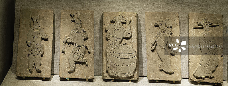 元杂剧人物砖雕俑图片素材