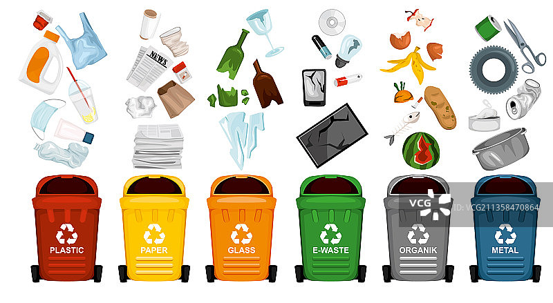 垃圾和垃圾桶组合图片素材