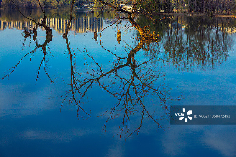 西安秋色风景  浐河秋色图片素材