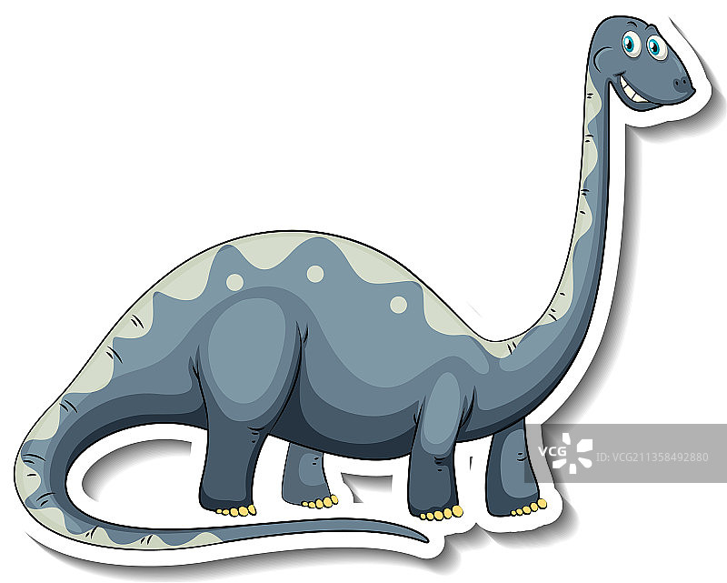 腕龙恐龙卡通人物贴纸图片素材