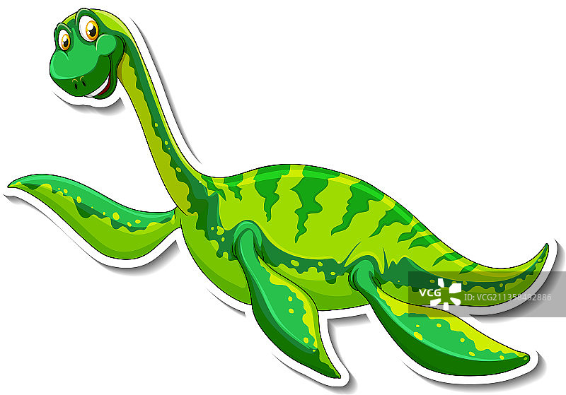 卡通蛇颈龙恐龙贴纸图片素材