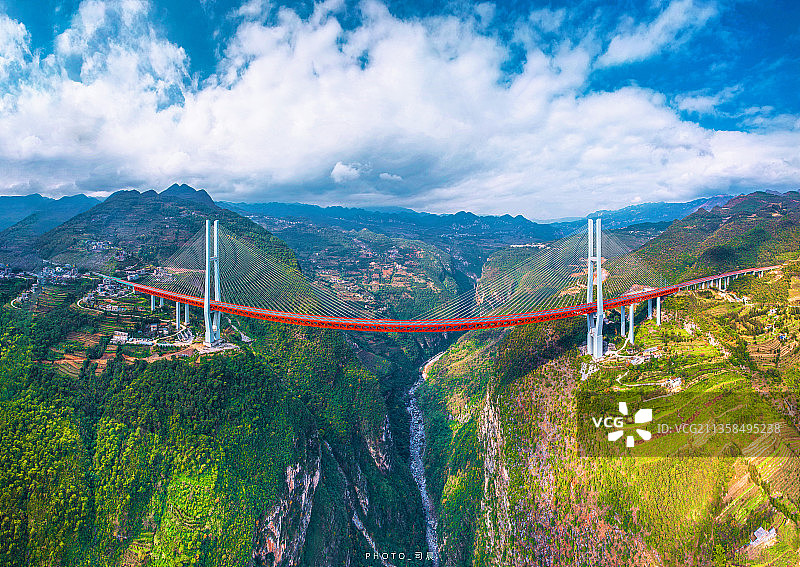 北盘江大桥，世界第一高桥的全景航拍视角图片素材