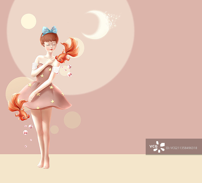 穿粉色裹胸裙踮脚站舞姿的少女图片素材