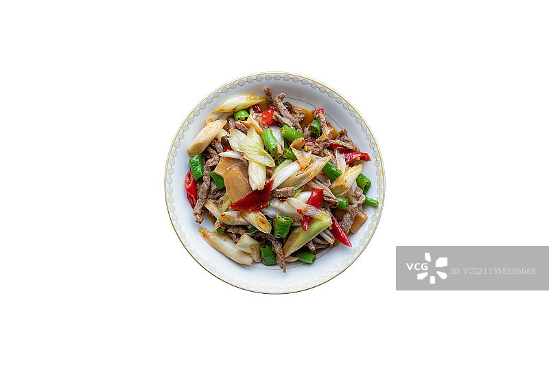 四川菜大葱泡姜炒牛肉丝图片素材