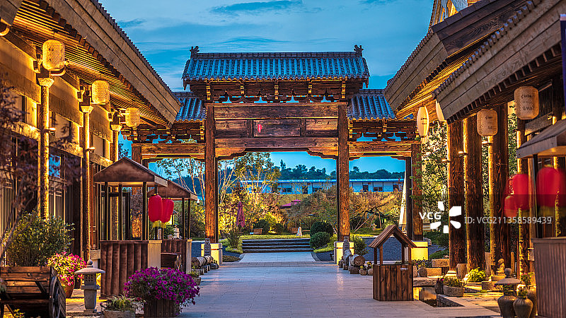 古镇古建楼宇商街牌坊图片素材