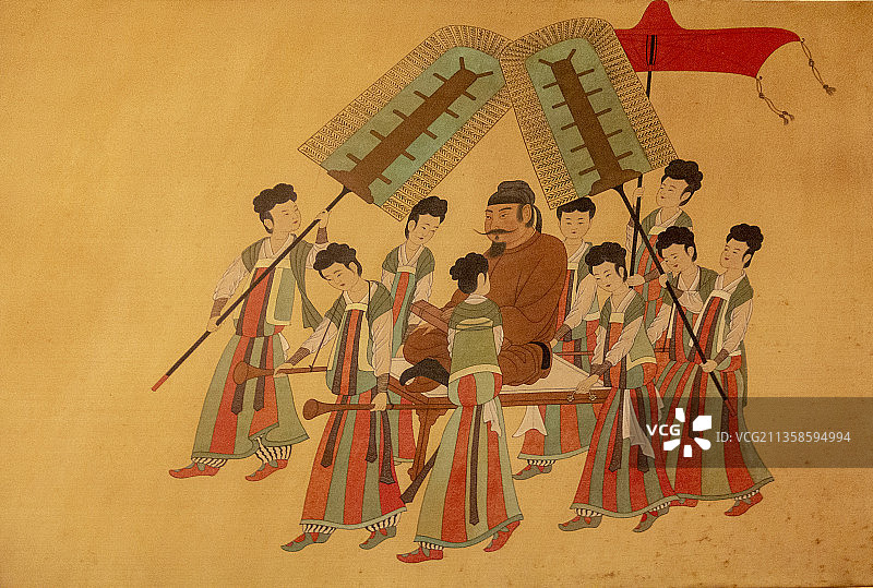 《步辇图》（摹本）【唐，阎立本绘，原件藏故宫博物院】图片素材