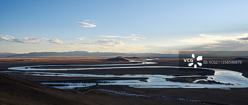 九曲黄河第一弯傍晚日路图片素材