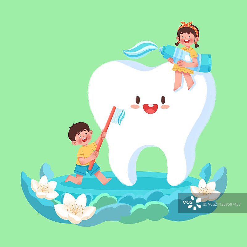 插画,国际爱牙日,卡通,刷牙,清洁,医疗,牙齿,儿童,图片素材