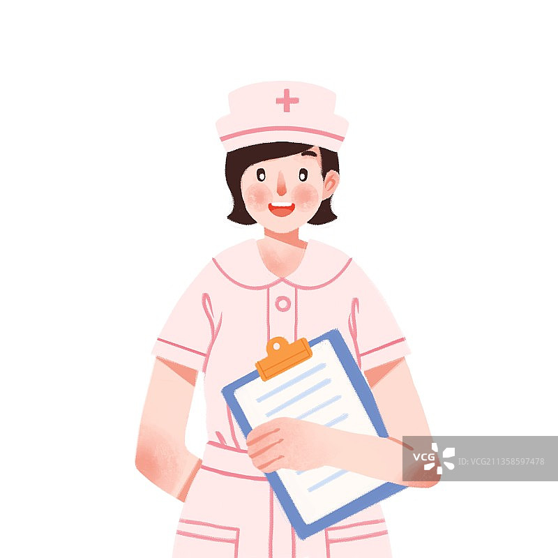 插画,护士,女人,人物,粉色,医疗,文件夹,护士帽,制服,图片素材