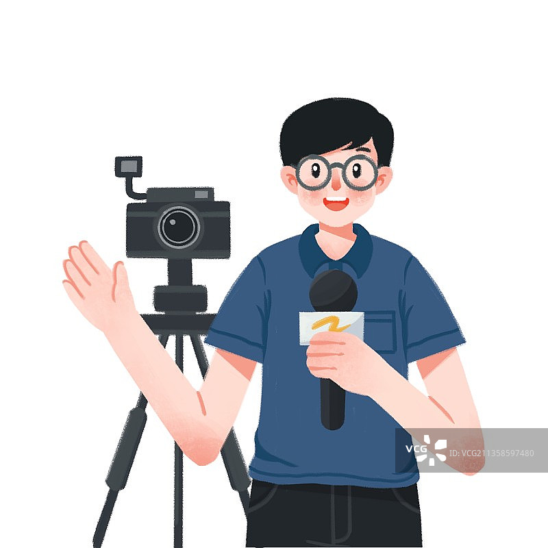 插画,中国记者节,摄影,新闻,报道,讲解,话筒,文字,记者,图片素材
