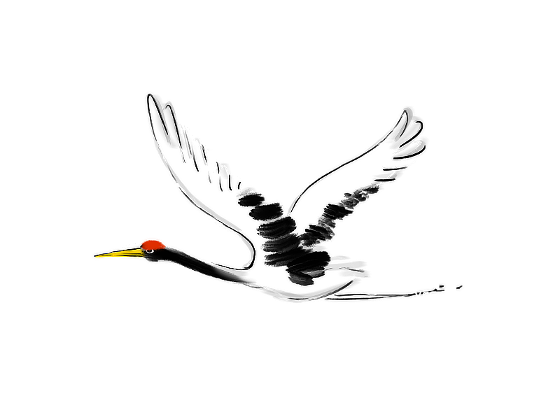 仙鹤中国风传统文化水墨设计插画元素图片素材