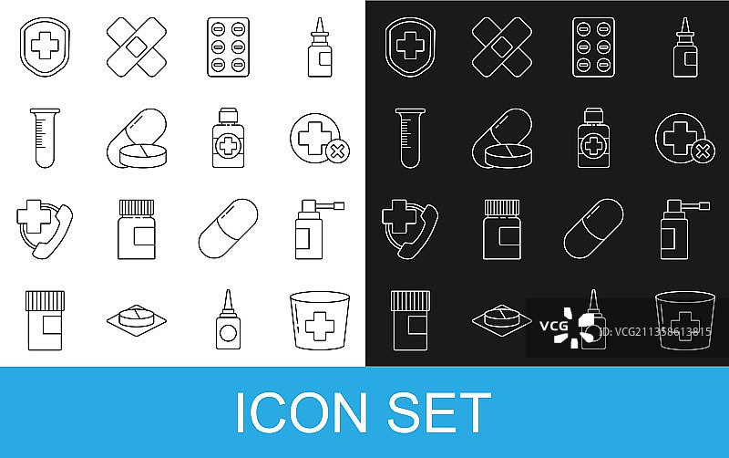 护士帽与十字医院线条图片素材