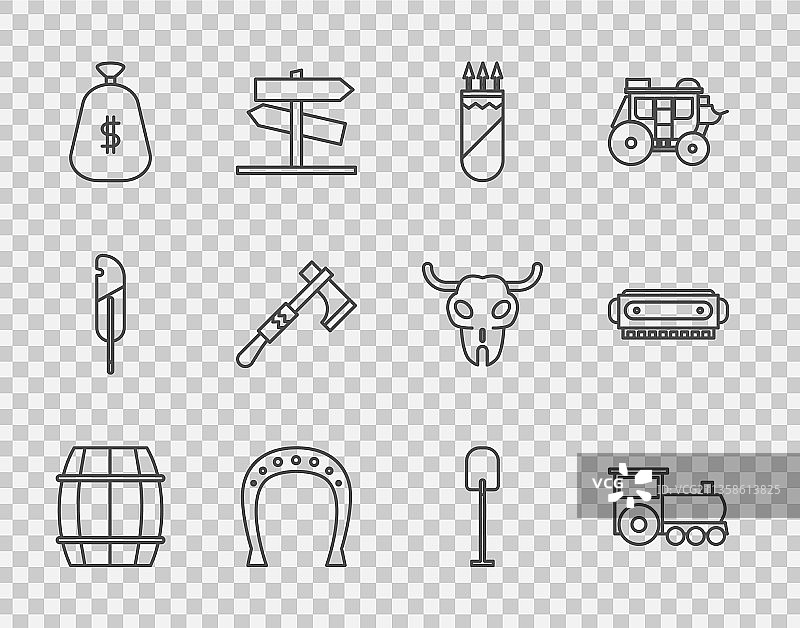 木桶复古火车箭袋线稿图片素材