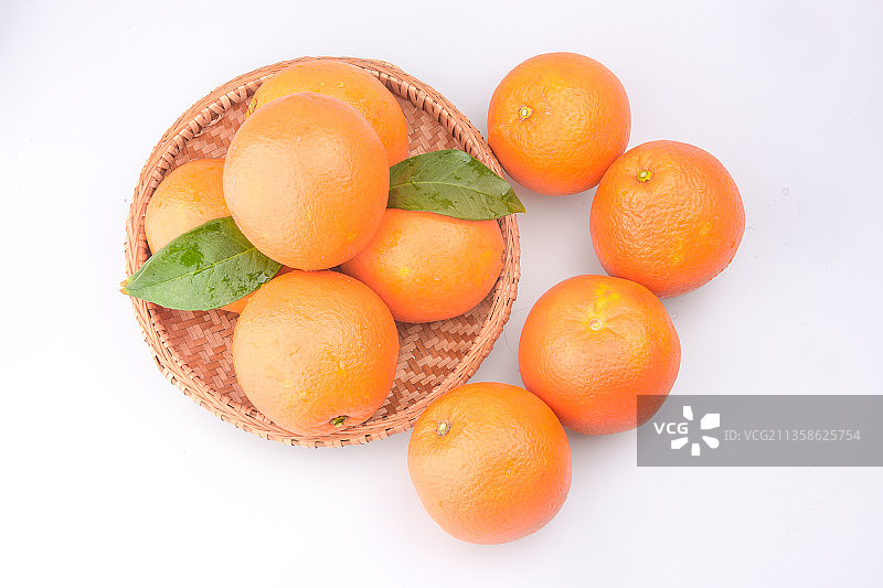 健康食物赣南脐橙精品水果白底棚拍图片素材