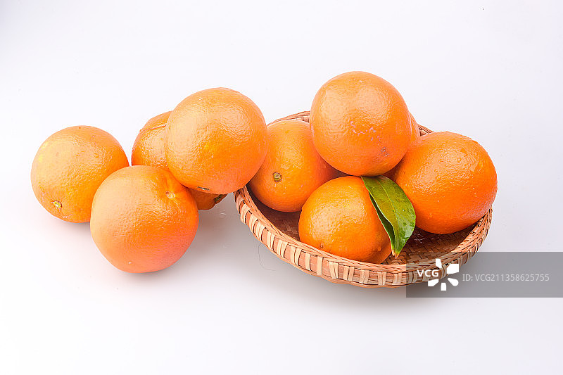 健康食物赣南脐橙精品水果白底棚拍图片素材