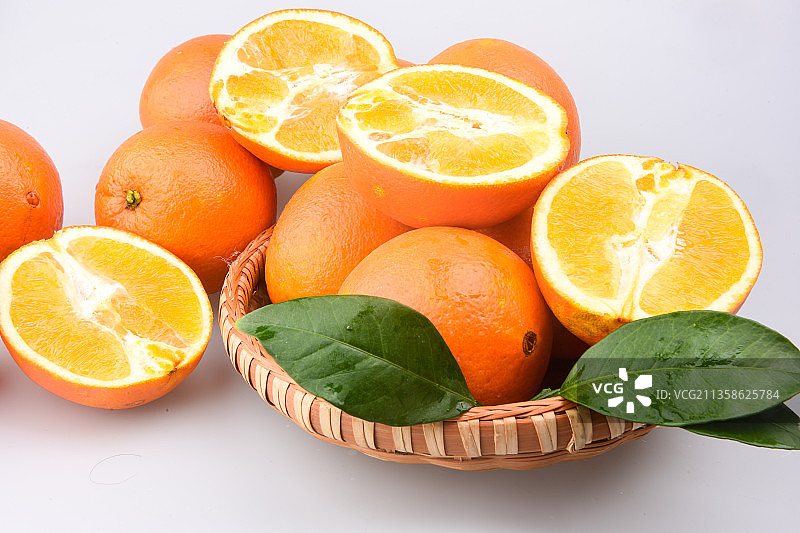 健康食物赣南脐橙精品水果白底棚拍图片素材