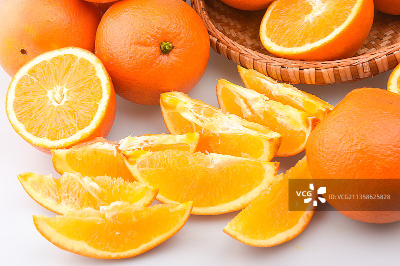 健康食物赣南脐橙精品水果白底棚拍图片素材
