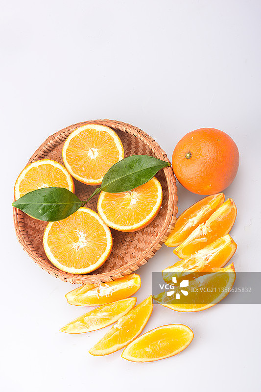 健康食物赣南脐橙精品水果白底棚拍图片素材