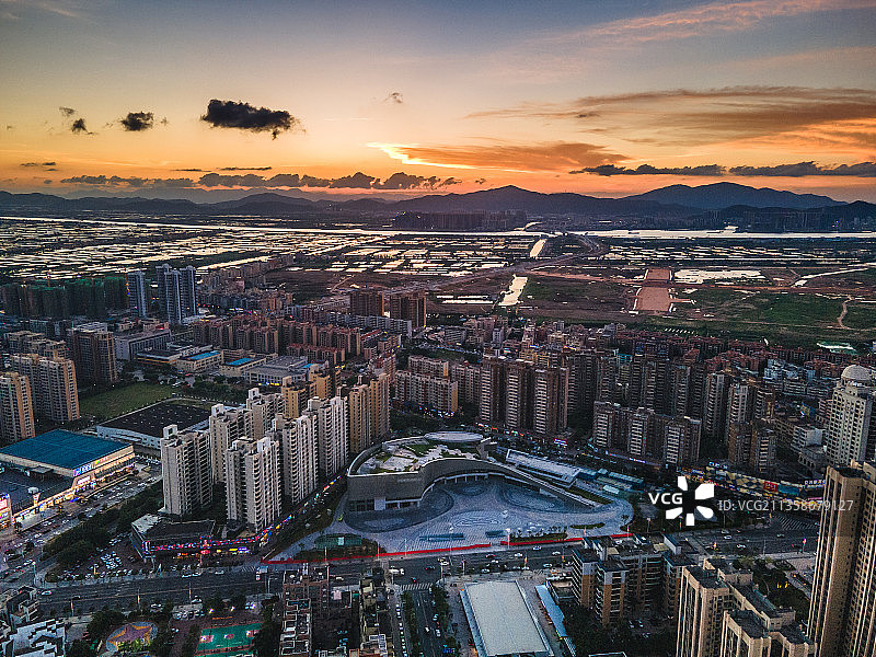 珠海金湾区文体中心航拍图片素材