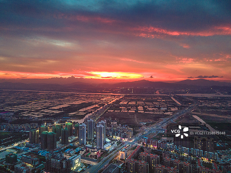 珠海市金湾区红旗镇航拍图片素材