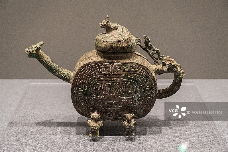 三门峡市虢国博物馆文物虢仲铜盉图片素材