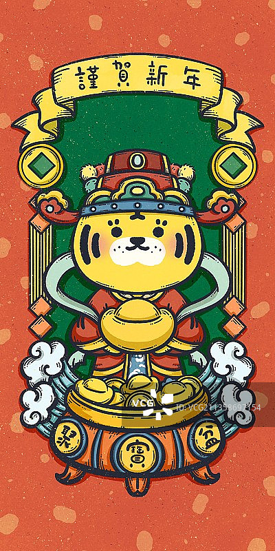虎年小老虎财神壁纸图片素材