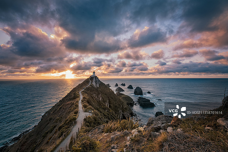 灯塔日落风光图片素材