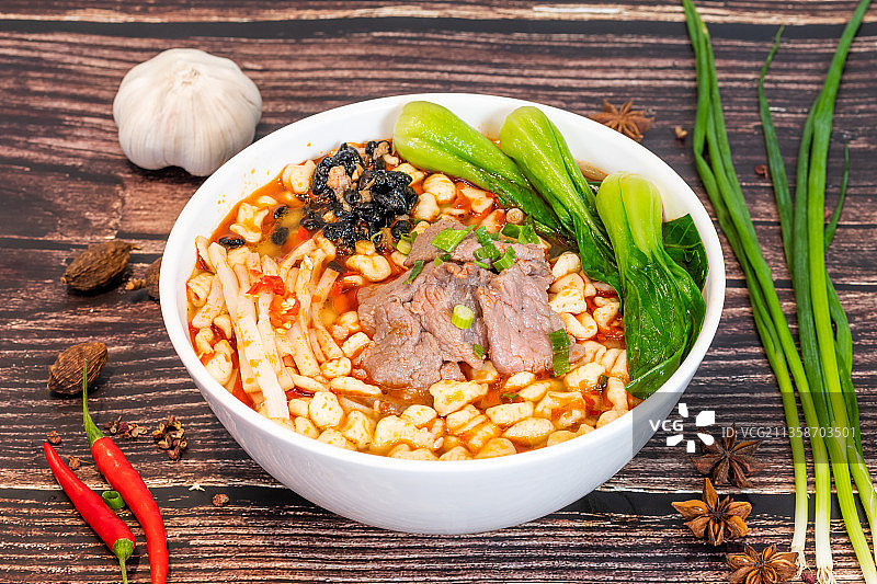 木板背景广西桂林米粉老友粉食材图片素材