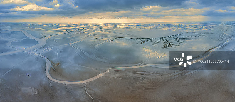 湿地滩涂自然之美线条色彩神奇画面图片素材