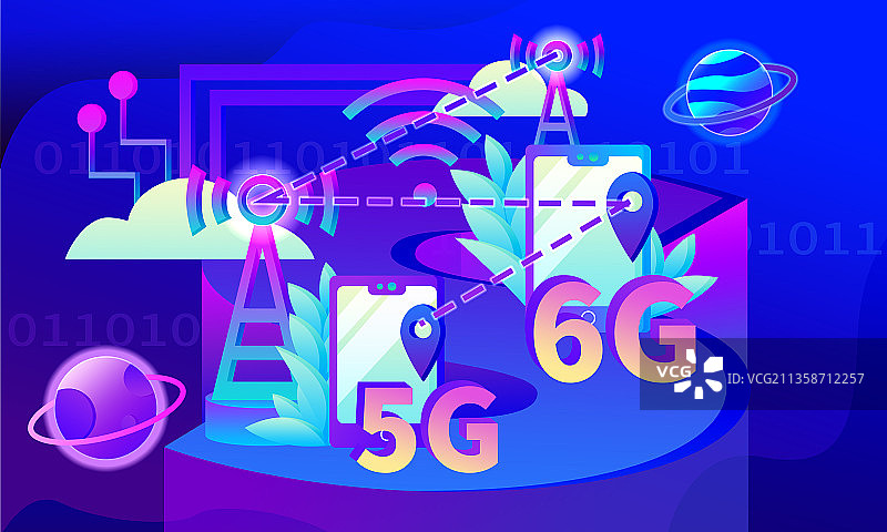 网络信息科技感插画图片素材