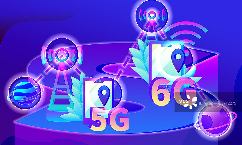 网络信息科技感插画图片素材