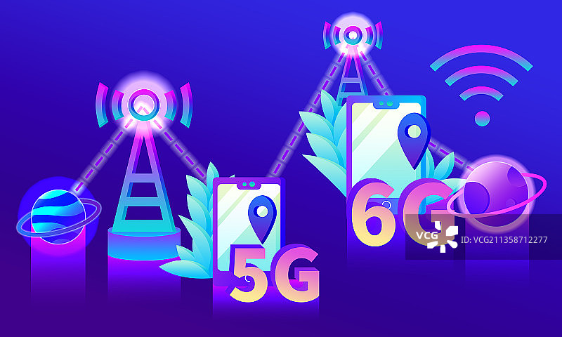 网络信息科技感插画图片素材