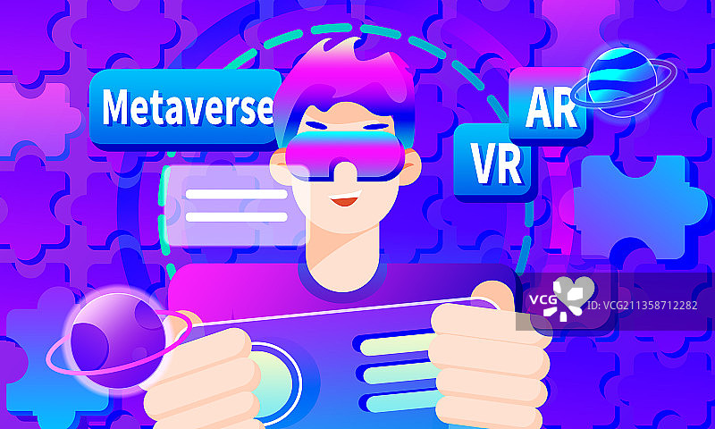 虚拟现实科技感插画图片素材