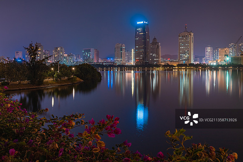 厦门筼筜湖夜景。图片素材