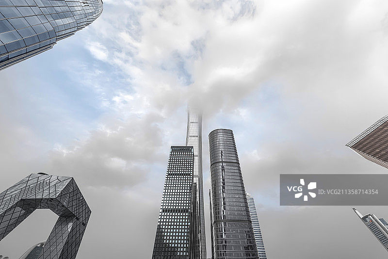 北京CBD 国贸 中央电视台 北京中信大厦 北京电视台  仰视图片素材