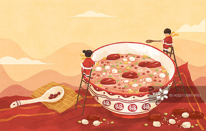 一碗腊八粥节日插画6图片素材