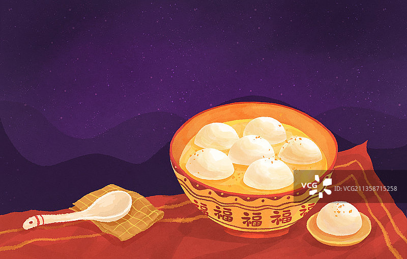 一碗元宵节日插画9图片素材