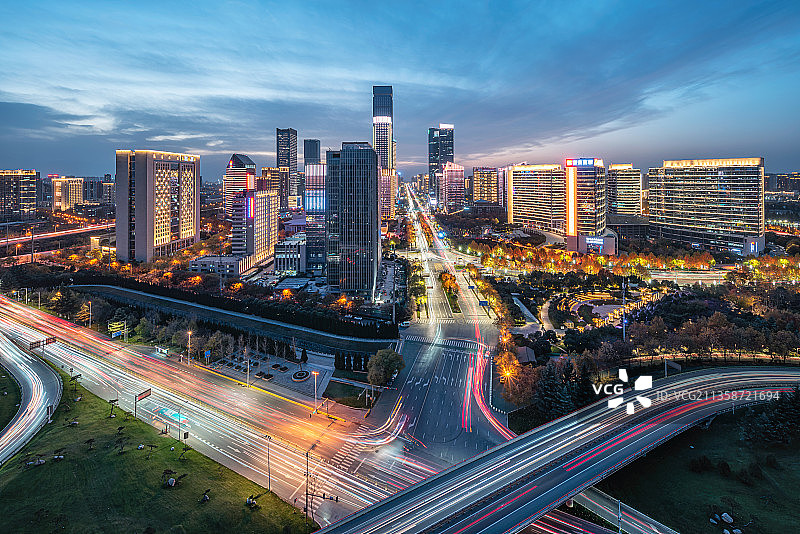 西安高新区现代建筑城市天际线CBD图片素材