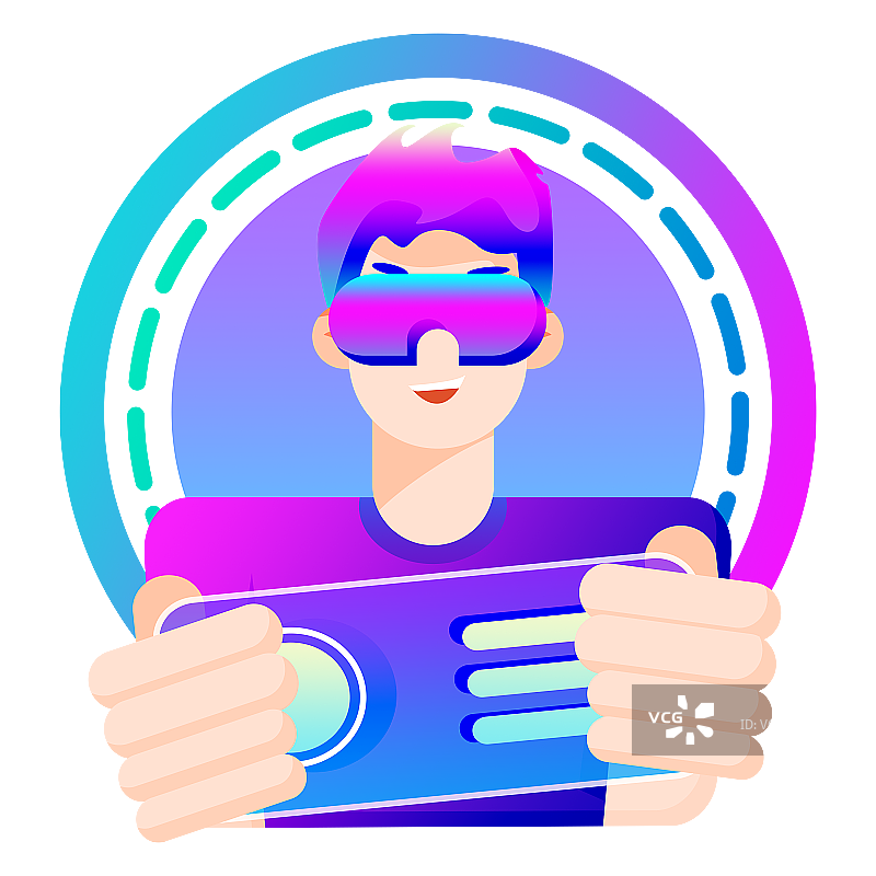 科技感人物拿着游戏机图片素材