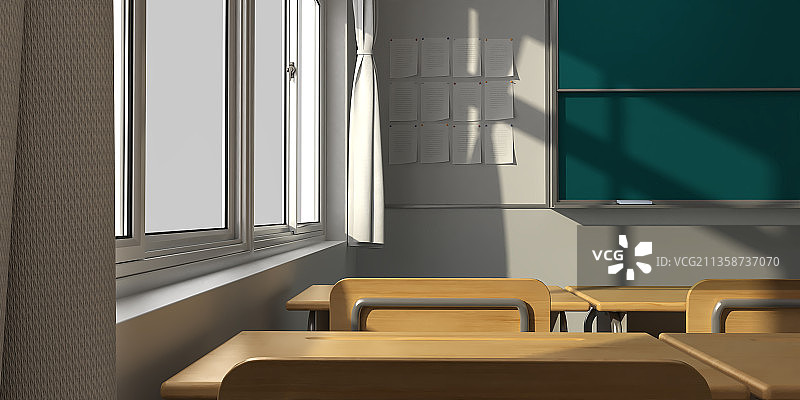 教室 3D场景图片素材