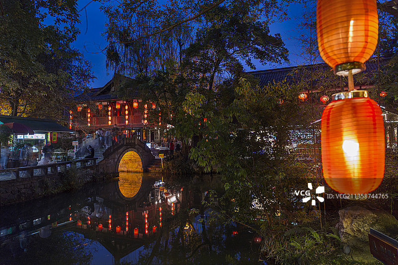 成都锦里夜景红灯笼图片素材