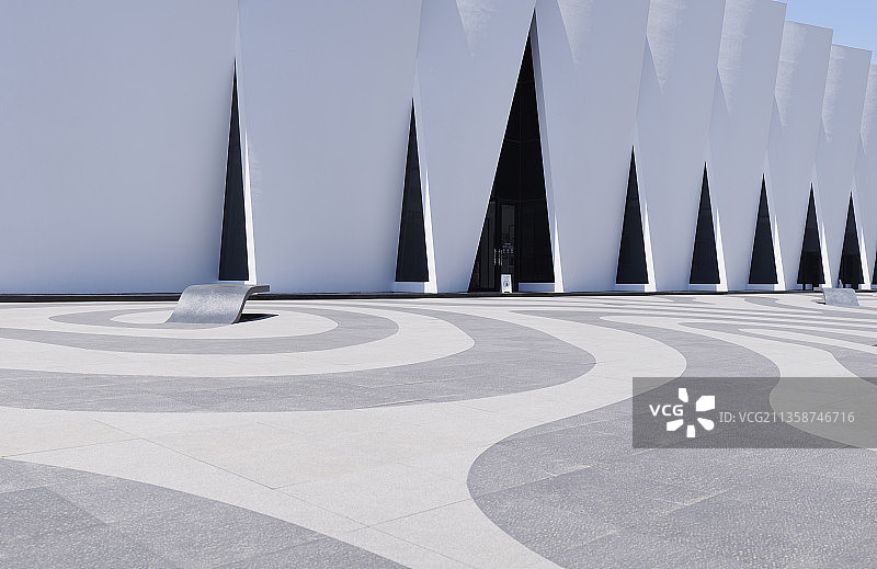 简约未来感艺术建筑门前广场地面图片素材