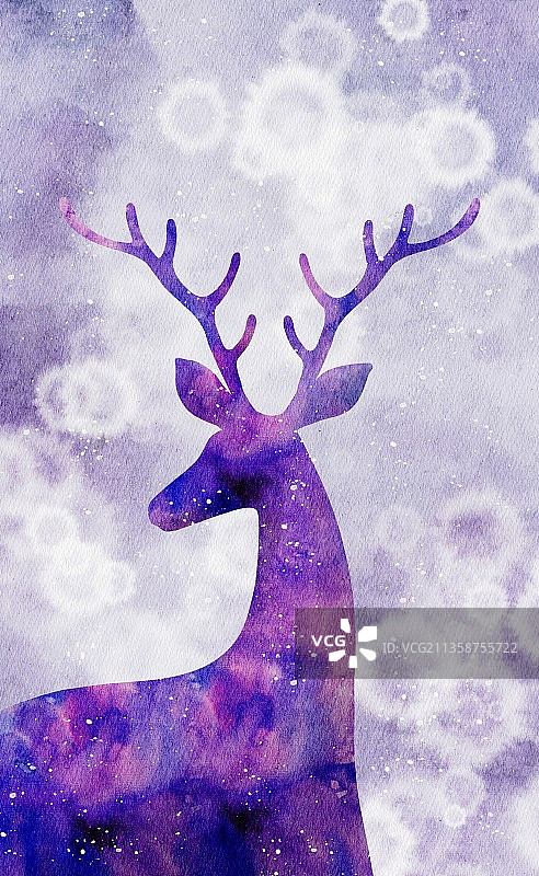 鹿水彩插画图片素材