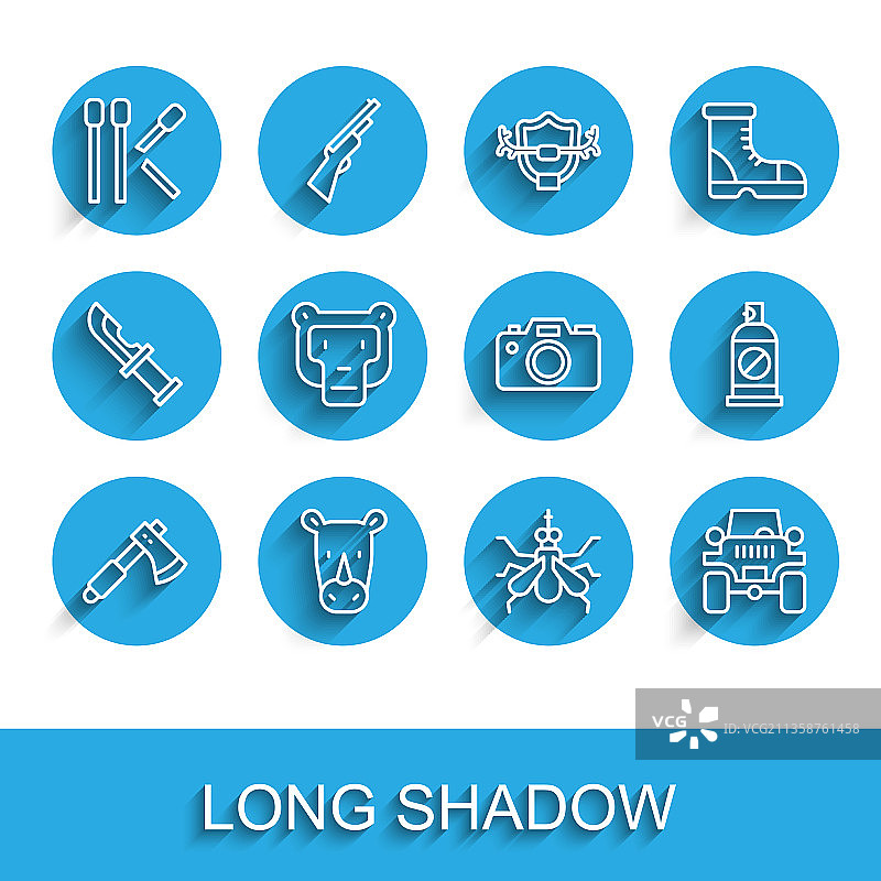 犀牛火柴蚊子木斧线条素材图片素材