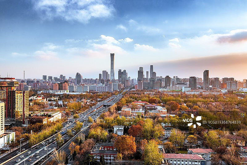 北京国贸公路和亮马桥使馆区图片素材