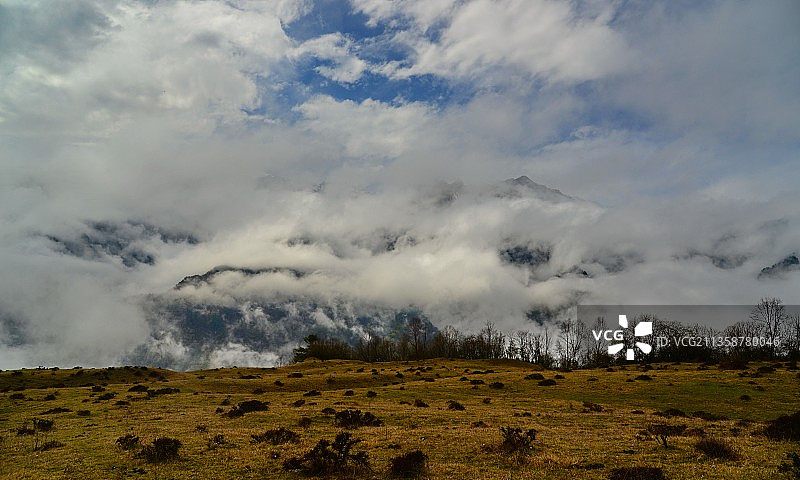 云中的雪山，成都周边网红景区，卧龙云端牧场图片素材