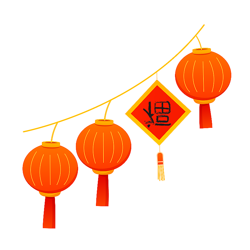 春节灯笼喜庆矢量插画元素图片素材