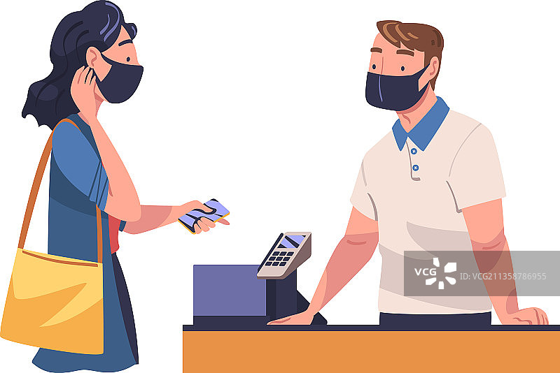 使用非接触式支付的女人图片素材