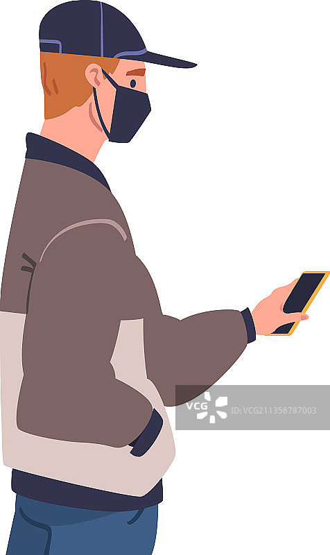 戴口罩使用非接触式支付的男人图片素材